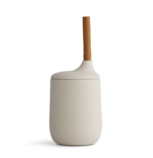 Silikonowy kubek ze słomką 230ml, Ellis, sandy/mustard mix, LIEWOOD