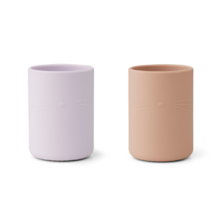 Silikonowe kubki 220ml  2- pak Ethan, cat light lavender rose mix, Liewood