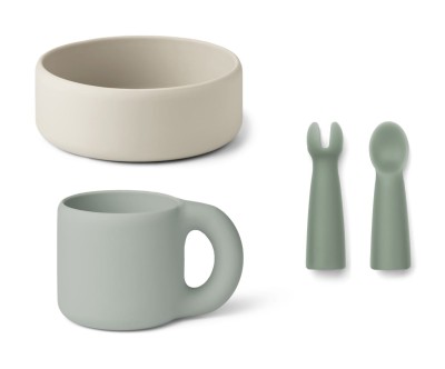 Silikonowy zestaw naczyń dla dzieci, Lise baby set, Dove blues multi mix, LIEWOOD