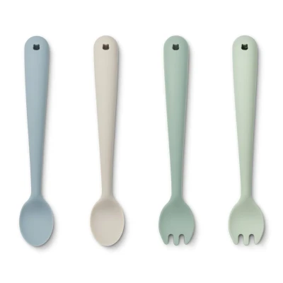Silikonowe sztućce do karmienia LIEWOOD - Shea dusty mint