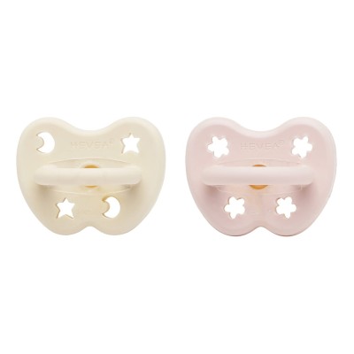 HEVEA smoczek anatomiczny 0-3 - 2PAK -powder pink & milky white