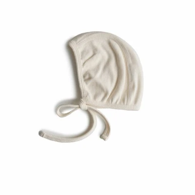 Czapeczka niemowlęca wiązana - bonetka - Ivory, Mushie