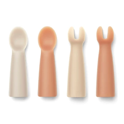 Silikonowy zestaw sztućców do rozszerzania diety  4-pak, Terra baby, Rose multi mix, LIEWOOD