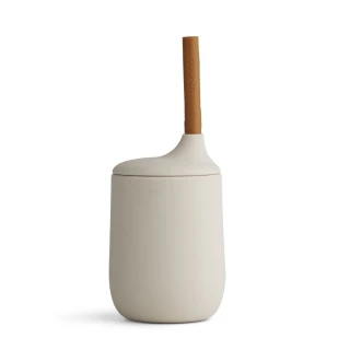 Silikonowy kubek ze słomką 230ml, Ellis, sandy/mustard mix, LIEWOOD