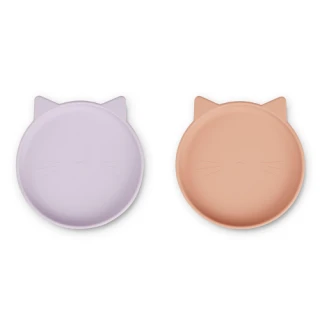 Silikonowe talerzyki Olivia, cat light lavender rose mix, Liewood