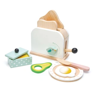 Drewniany toster z zestawem śniadaniowym, Mini Chef, Tender Leaf Toys